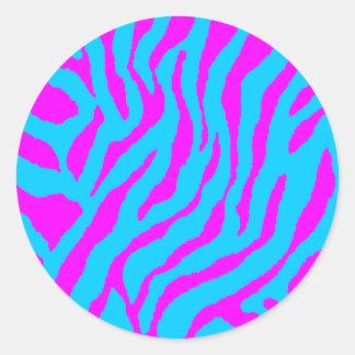 COREY TIGER 1980er RETRO TIGER STRIPES PINK BLUE Runder Aufkleber