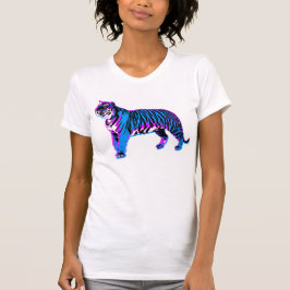 COREY TIGER 1980er RETRO VINTAG BLAUE PINK TIGER T-Shirt