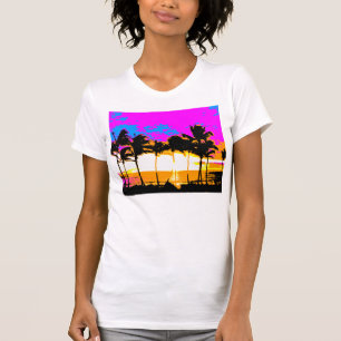COREY TIGER 1980er RETRO VINTAGE PALMEN SONNENUNTE T-Shirt