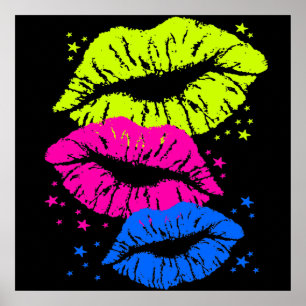 Corey Tiger 1980er Vintage Lips Stars (Multifarbig Poster