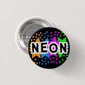 COREY TIGER 1980S RETRO NEON STARS BUTTON (Vorne & Hinten)