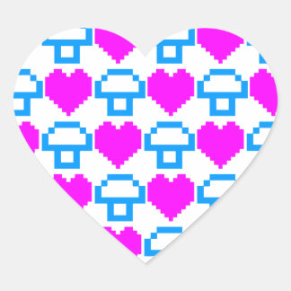 Corey Tiger 80er 8-Bit Mushroom Hearts Herz-Aufkleber