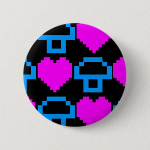 Corey Tiger 80er Jahre Vintage Gamer Herzen Pilze Button