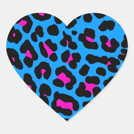 Corey Tiger 80er Leopard Spots (blau) Herz-Aufkleber (Vorderseite)