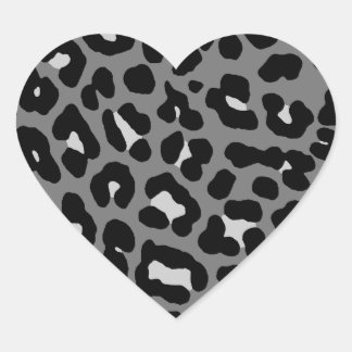 Corey Tiger 80er Leopard Spots (grau) Herz-Aufkleber