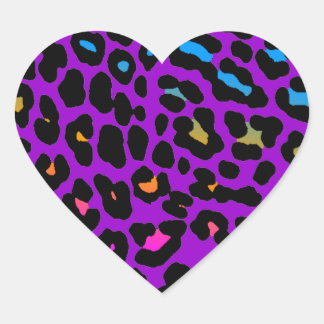 Corey Tiger 80er Leopard Spots (Lila) Herz-Aufkleber