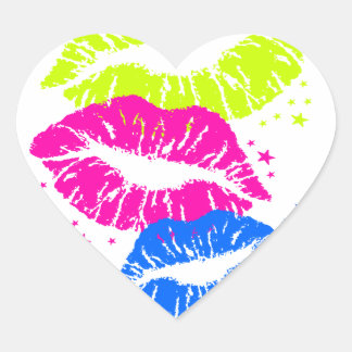 Corey Tiger 80er Lips & Stars Herz-Aufkleber