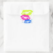 Corey Tiger 80er Lips & Stars Quadratischer Aufkleber (Tasche)