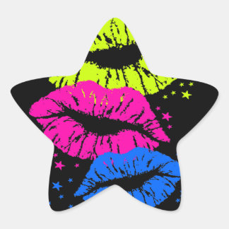 Corey Tiger 80er Lips & Stars Stern-Aufkleber