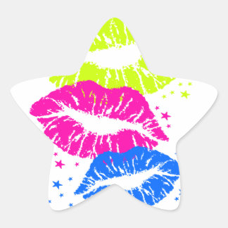 Corey Tiger 80er Lips & Stars Stern-Aufkleber