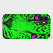 Corey Tiger 80er Neon Leopard Face (grün) Case-Mate iPhone Hülle (Rückseite (Horizontal))