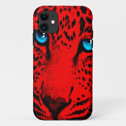 Corey Tiger 80er Neon Leopard Gesicht (rot) Case-Mate iPhone Hülle (Rückseite)