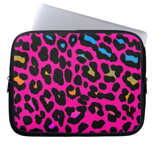 Corey Tiger 80er Neon Leopard Print Laptopschutzhülle (Vorderseite)