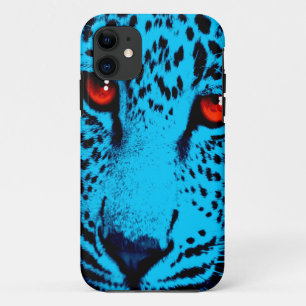 Corey Tiger 80er Neon-Leoparden-Gesicht (Türkisfar iPhone 11 Hülle