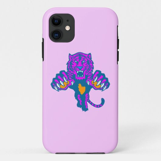 Corey Tiger 80er Neon Pouncing Tiger (Rosa) Case-Mate iPhone Hülle (Rückseite)