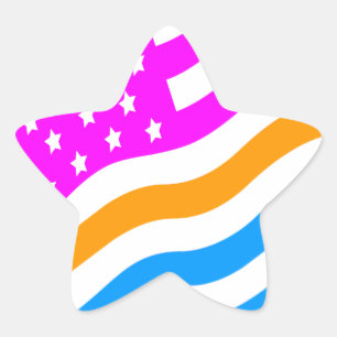 Corey Tiger 80er Neonamerikanische USA-Flagge Stern-Aufkleber