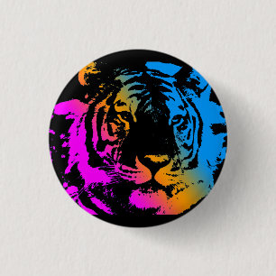Corey Tiger 80er New Wave Tiger Gesicht Button