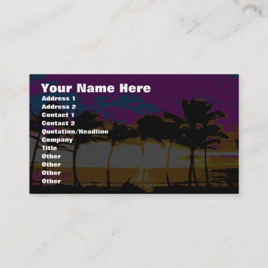 Corey Tiger 80er Palm Trees Sunset Visitenkarte (Vorderseite)