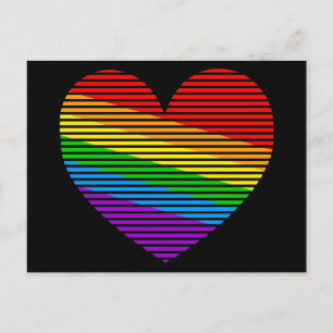 Corey Tiger 80er Rainbow Strip Heart Postkarte