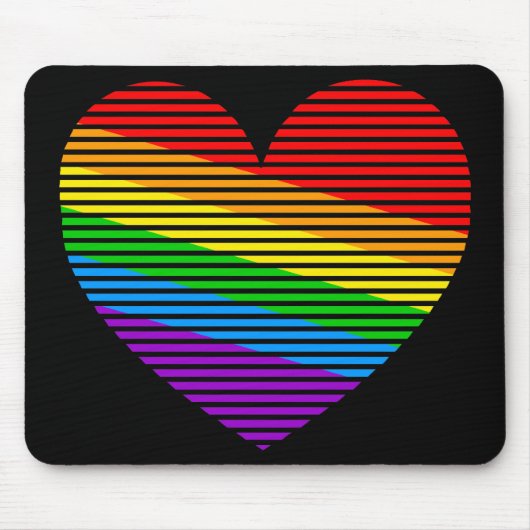 Corey Tiger 80er Rainbow Stripe Heart Mousepad (Vorne)