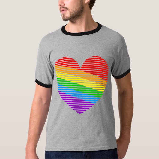 Corey Tiger 80er Rainbow Stripe Herz Shirt (Vorderseite)