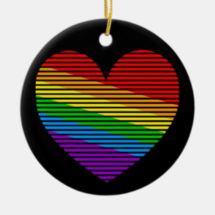 Corey Tiger 80er Regenbogen Streifen Herz Anhänger Keramikornament