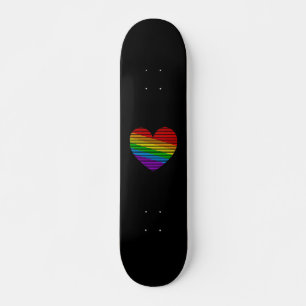 Corey Tiger 80er Regenbogen-Streifen-Herz-Skateboa Skateboard