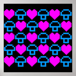 Corey Tiger 80er Retro 8-Bit Mushroom-Liebe Poster