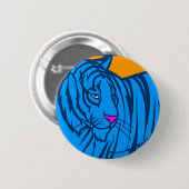 COREY TIGER 80er RETRO BLUE JUNGLE TIGER Button (Vorne & Hinten)