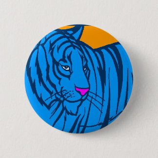 COREY TIGER 80er RETRO BLUE JUNGLE TIGER Button