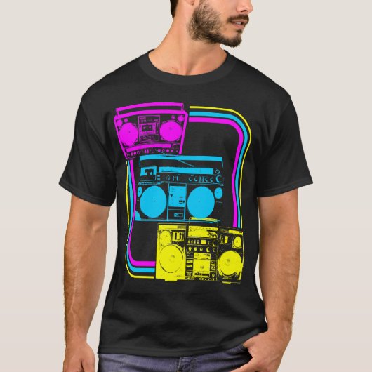 Corey Tiger 80er Retro Boombox Radio T-Shirt (Vorderseite)