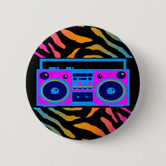 COREY TIGER 80er RETRO BOOMBOX TIGER STRIPEN Button