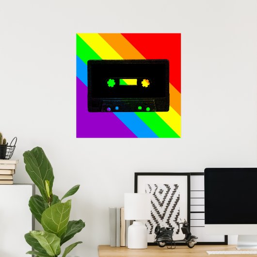 Corey Tiger 80er Retro Cassette Tape Regenbogen Poster (Heimbüro)