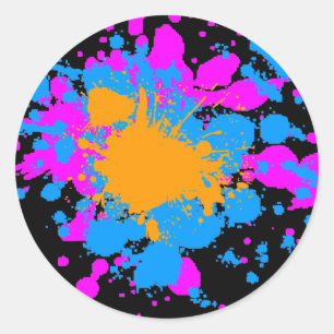 Corey Tiger 80er Retro-Farbspritzer (Multicolor) Runder Aufkleber