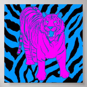 Corey Tiger 80er Retro Growling Tiger Poster