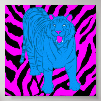 Corey Tiger 80er Retro Growling Tiger Poster