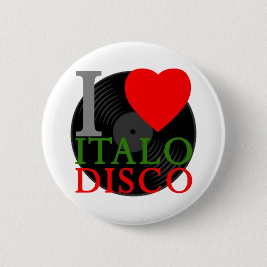 Corey Tiger 80er Retro I Liebe Italo Disco Button (Vorderseite)