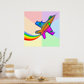 Corey Tiger 80er Retro Jet Kämpfer Flugzeug Regenb Poster (Küche)