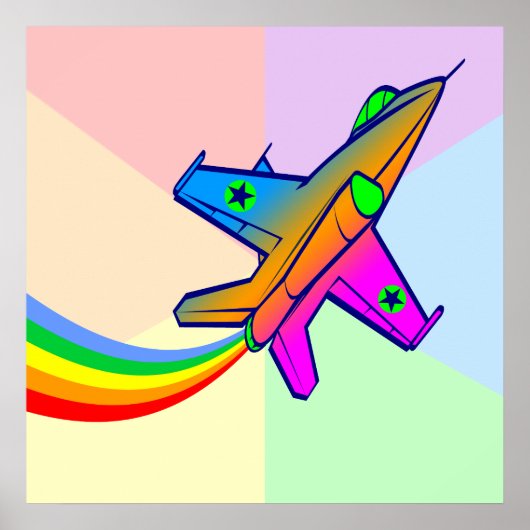Corey Tiger 80er Retro Jet Kämpfer Flugzeug Regenb Poster (Vorne)