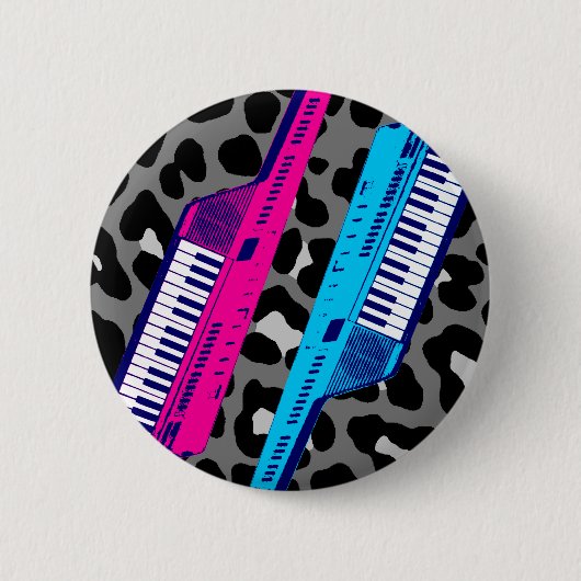 Corey Tiger 80er Retro Keytar Leopardenprint Button (Vorderseite)