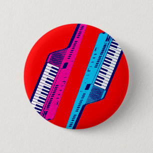 Corey Tiger 80er Retro-Keytar Pink & Blau Button
