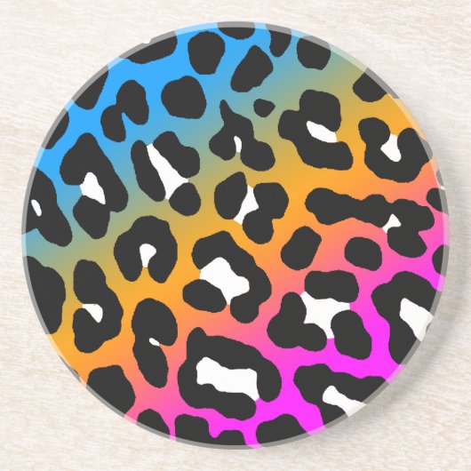 Corey Tiger 80er Retro Leopard Spots Muster Sandstein Untersetzer (Vorne)