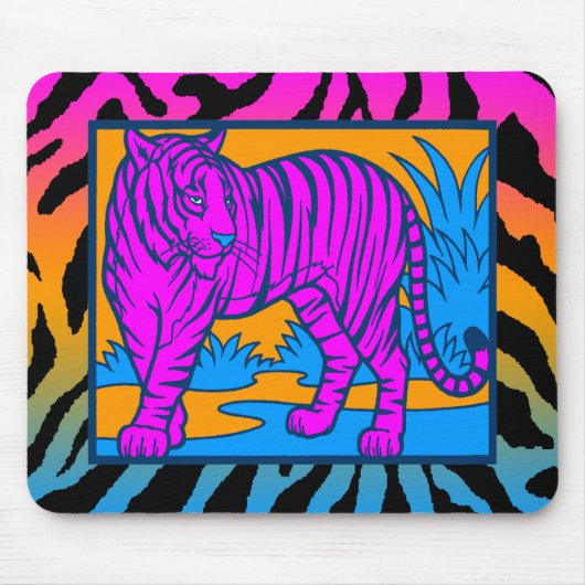 Corey Tiger 80er Retro Neon Jungle Tiger Mousepad (Vorne)