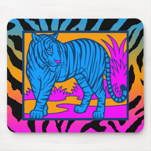 Corey Tiger 80er Retro Neon Jungle Tiger Mousepad (Vorne)