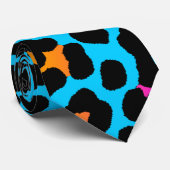 Corey Tiger 80er Retro Neon Leopard Print Krawatte (Gerollt)