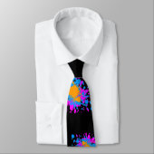 Corey Tiger 80er Retro Paint Spritzer (Multicolor) Krawatte (Gebunden)