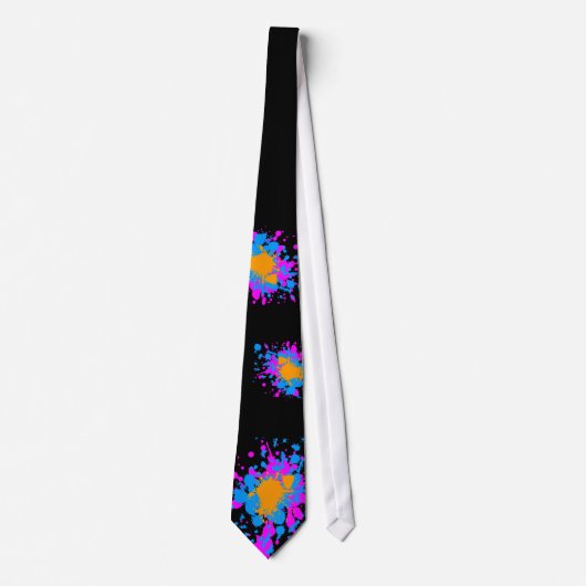 Corey Tiger 80er Retro Paint Spritzer (Multicolor) Krawatte (Vorderseite)