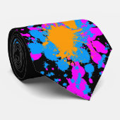 Corey Tiger 80er Retro Paint Spritzer (Multicolor) Krawatte (Gerollt)