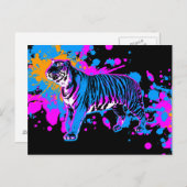 Corey Tiger "80er Retro Paint Spritzer Tiger Postkarte (Vorne/Hinten)