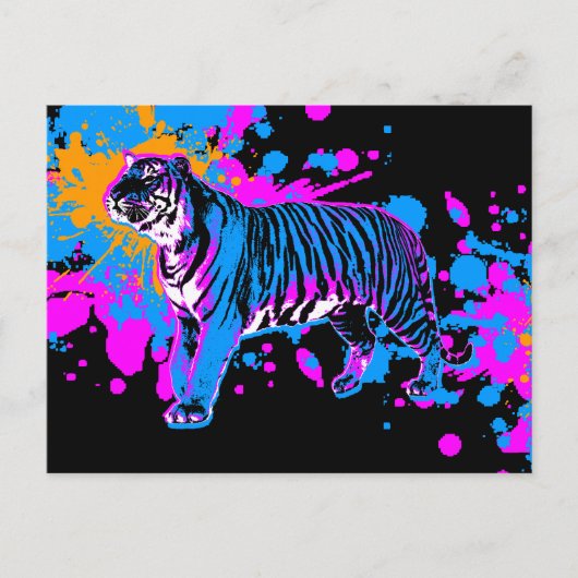 Corey Tiger "80er Retro Paint Spritzer Tiger Postkarte (Vorderseite)